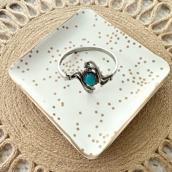 Ege 90 Silver Tone Turquoise Oval Stone Swirl Scroll Hinge Hook Clasp Bracelet - Picture 3 of 8